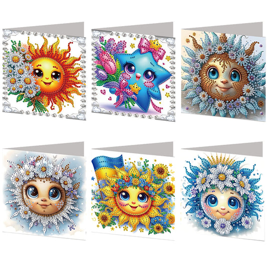 6pcs Sun DIY Diamond Art Greeting Cards Thank You Cards and Holiday Blessings