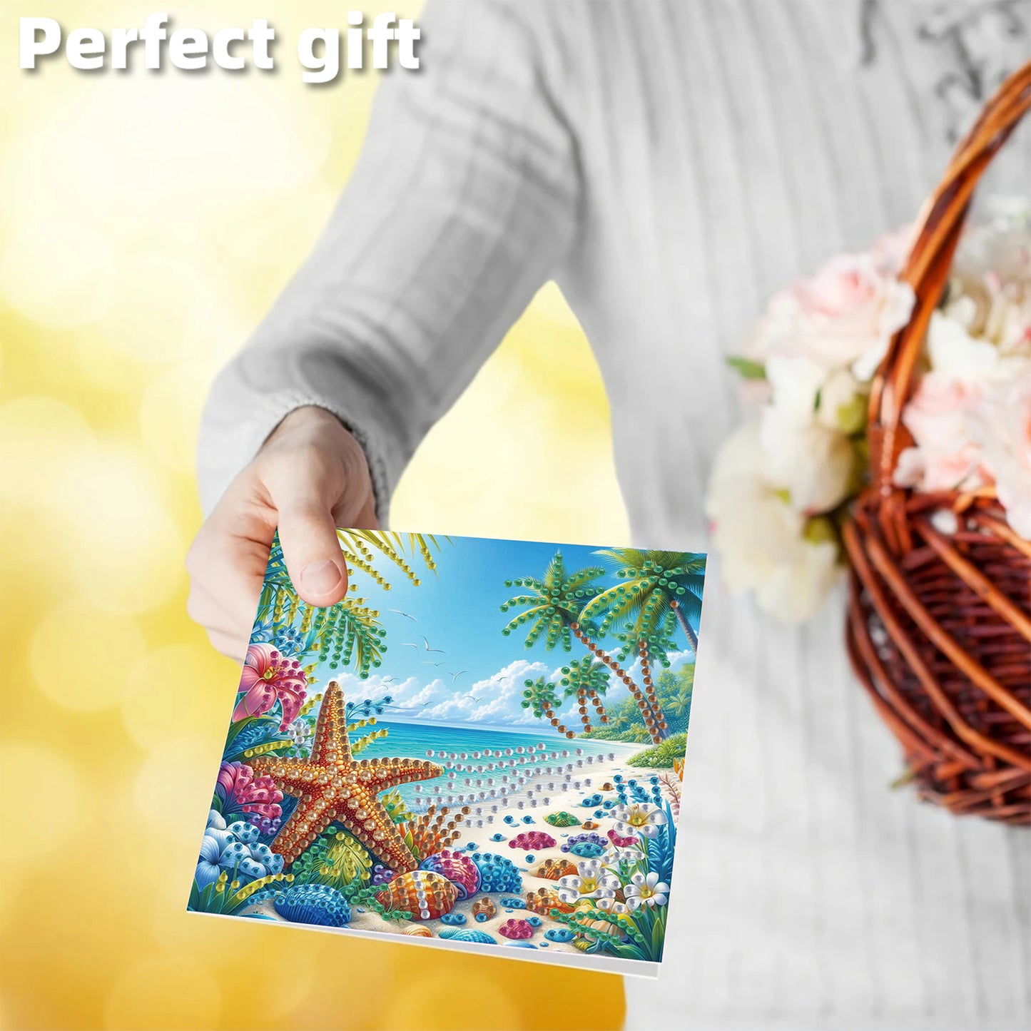 6pcs Seaside DIY Diamond Art Greeting Cards Thank You Cards and Holiday Blessing