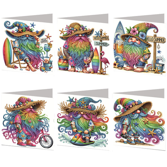 6pcs Gnome DIY Diamond Art Greeting Cards Thank You Cards and Holiday Blessings