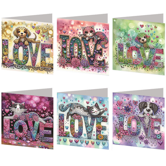6pcs Love DIY Diamond Art Greeting Cards Thank You Cards and Holiday Blessings