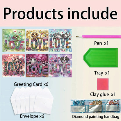 6pcs Love DIY Diamond Art Greeting Cards Thank You Cards and Holiday Blessings