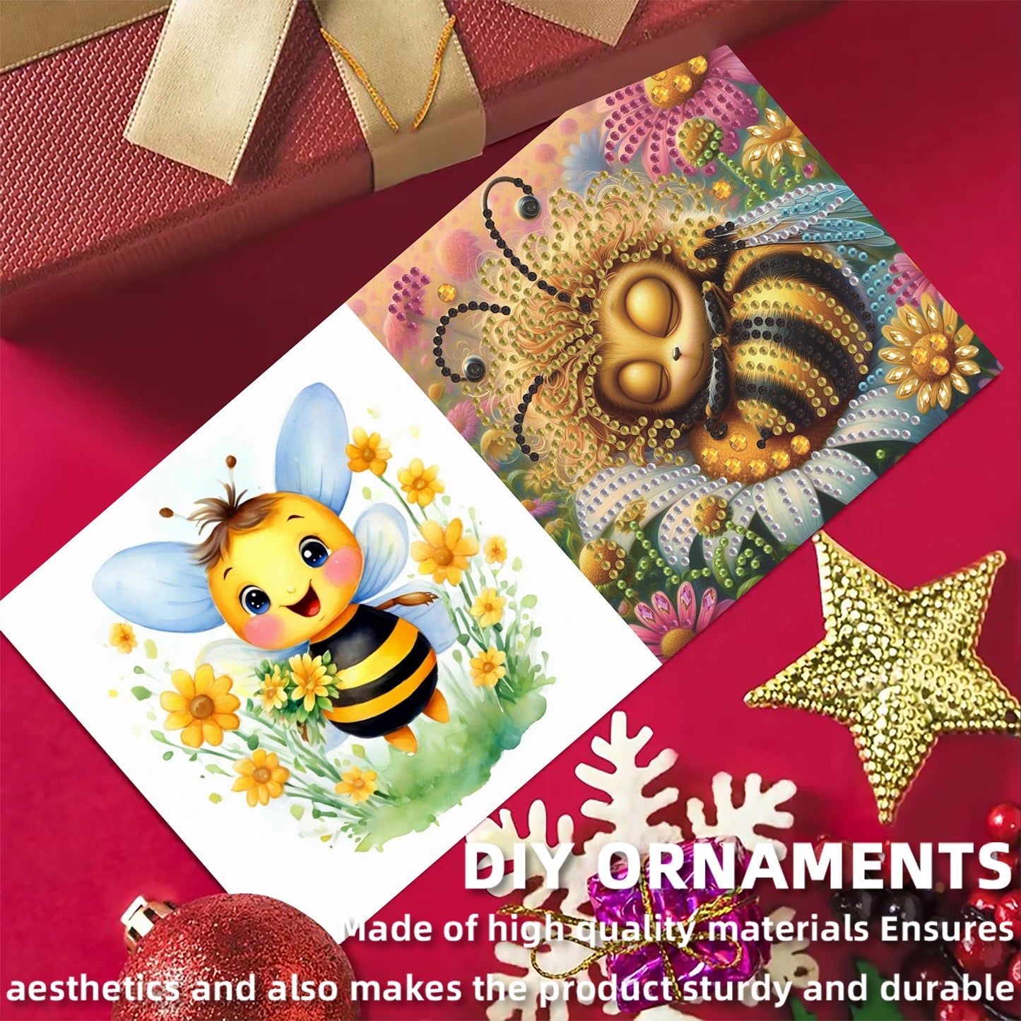 6pcs Bee DIY Diamond Art Greeting Cards Thank You Cards and Holiday Blessings