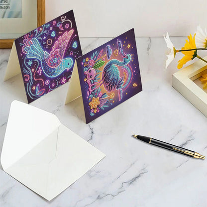 6pcs Animal DIY Diamond Art Greeting Cards Thank You Cards and Holiday Blessings