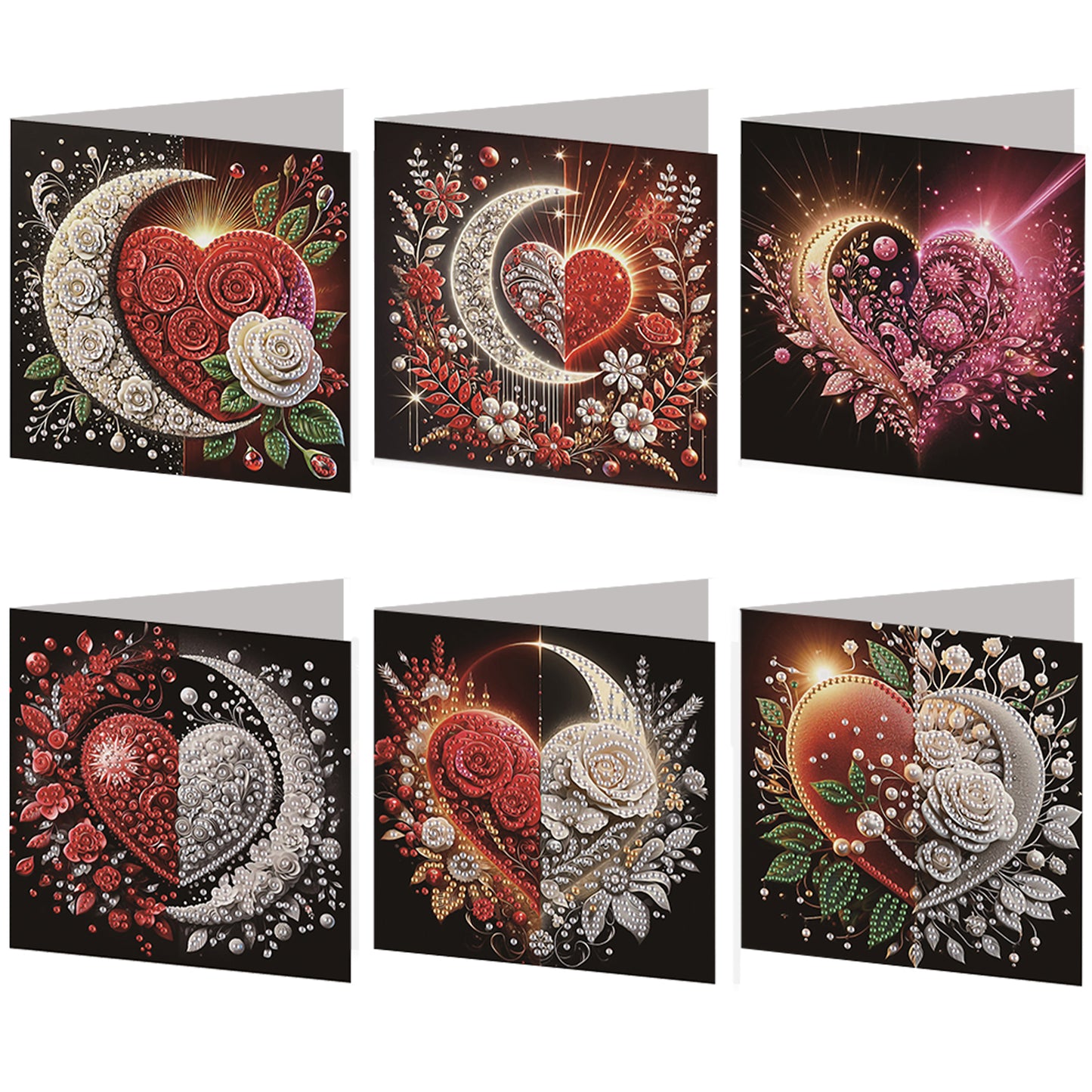 6pcs Sun Moon DIY Diamond Art Greeting Cards Thank You Cards Holiday Blessings