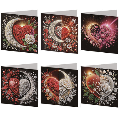 6pcs Sun Moon DIY Diamond Art Greeting Cards Thank You Cards Holiday Blessings