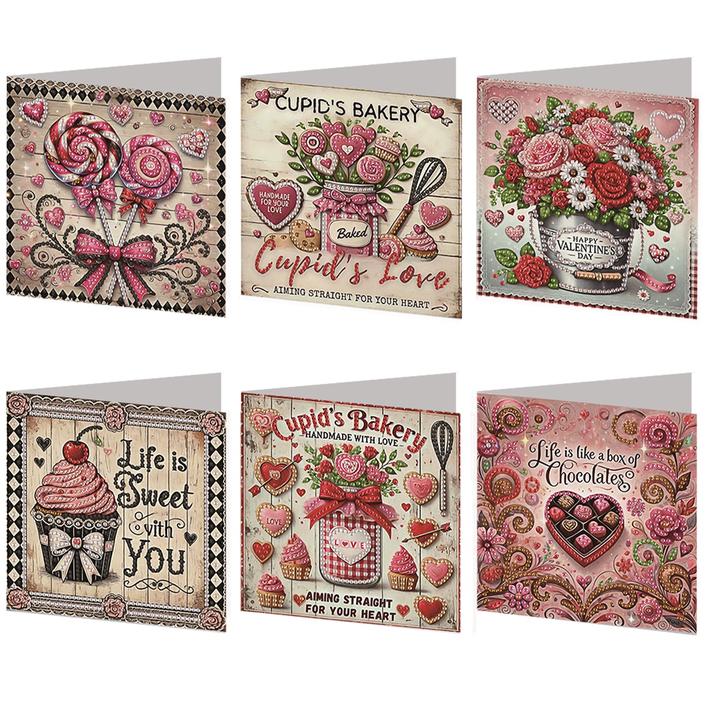6pcs Rose DIY Diamond Art Greeting Cards Thank You Cards and Holiday Blessings