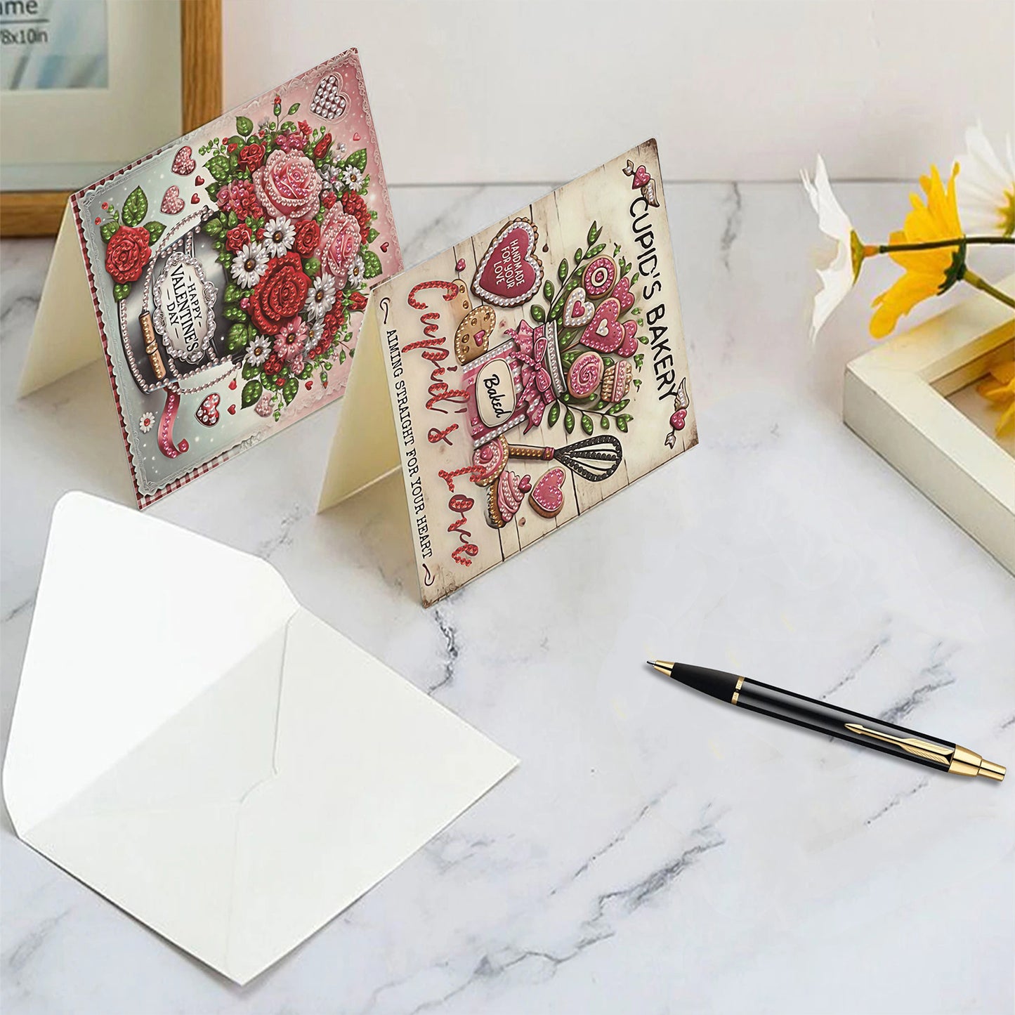 6pcs Rose DIY Diamond Art Greeting Cards Thank You Cards and Holiday Blessings