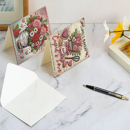 6pcs Rose DIY Diamond Art Greeting Cards Thank You Cards and Holiday Blessings