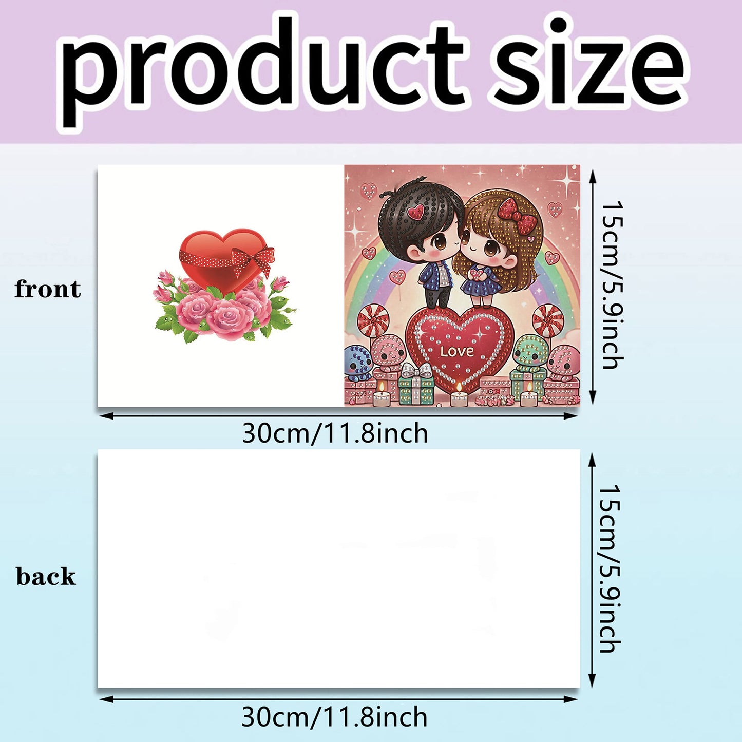 6pcs Valentine DIY Diamond Art Greeting Cards Thank You Cards Holiday Blessings