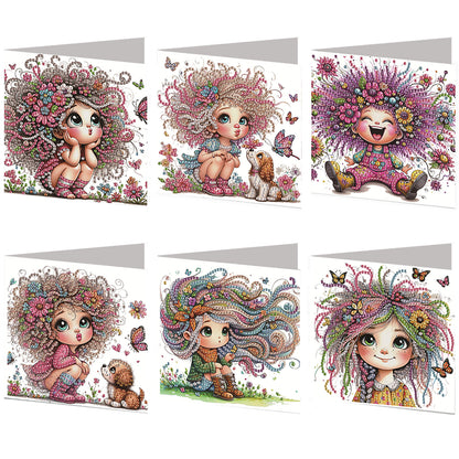 6pcs Girl DIY Diamond Art Greeting Cards Thank You Cards and Holiday Blessings
