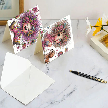 6pcs Girl DIY Diamond Art Greeting Cards Thank You Cards and Holiday Blessings