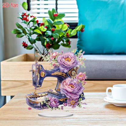 2D Flat Acrylic Stitch Machine Flower DIY Desktop Diamond Art Kits for Adults