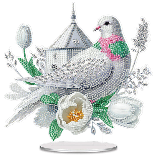 2D Flat Acrylic Bird Flower DIY Desktop Diamond Art Kits for Adults Beginner