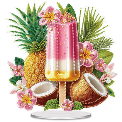 2D Flat Acrylic Ice Cream Fruit DIY Desktop Diamond Art Kits for Adults Beginner