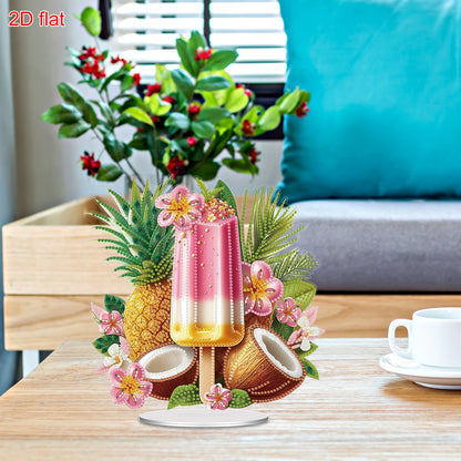 2D Flat Acrylic Ice Cream Fruit DIY Desktop Diamond Art Kits for Adults Beginner