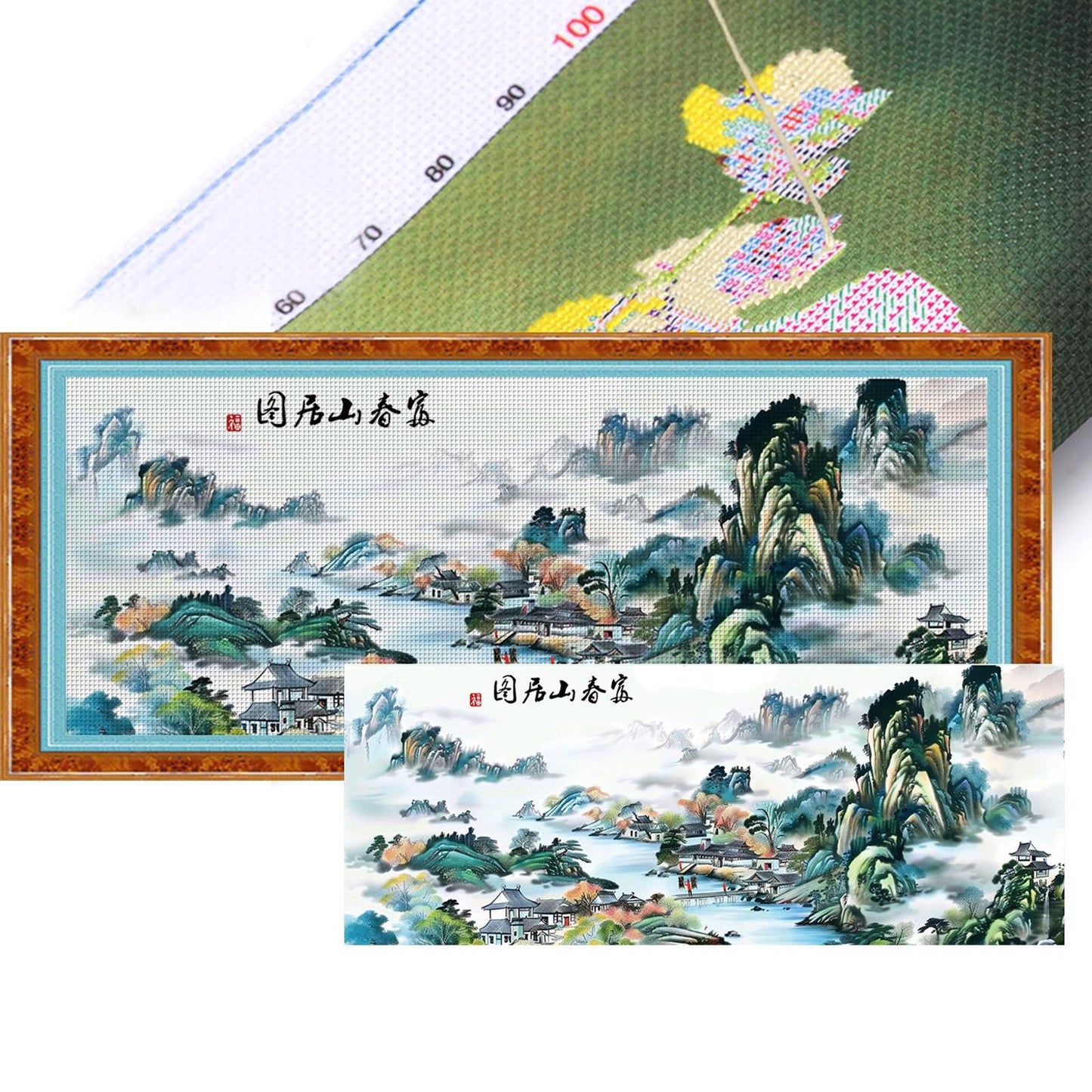 Fuchun Mountain Dwelling - 11CT Stamped Cross Stitch 150*61CM (Mona Lisa Brand)