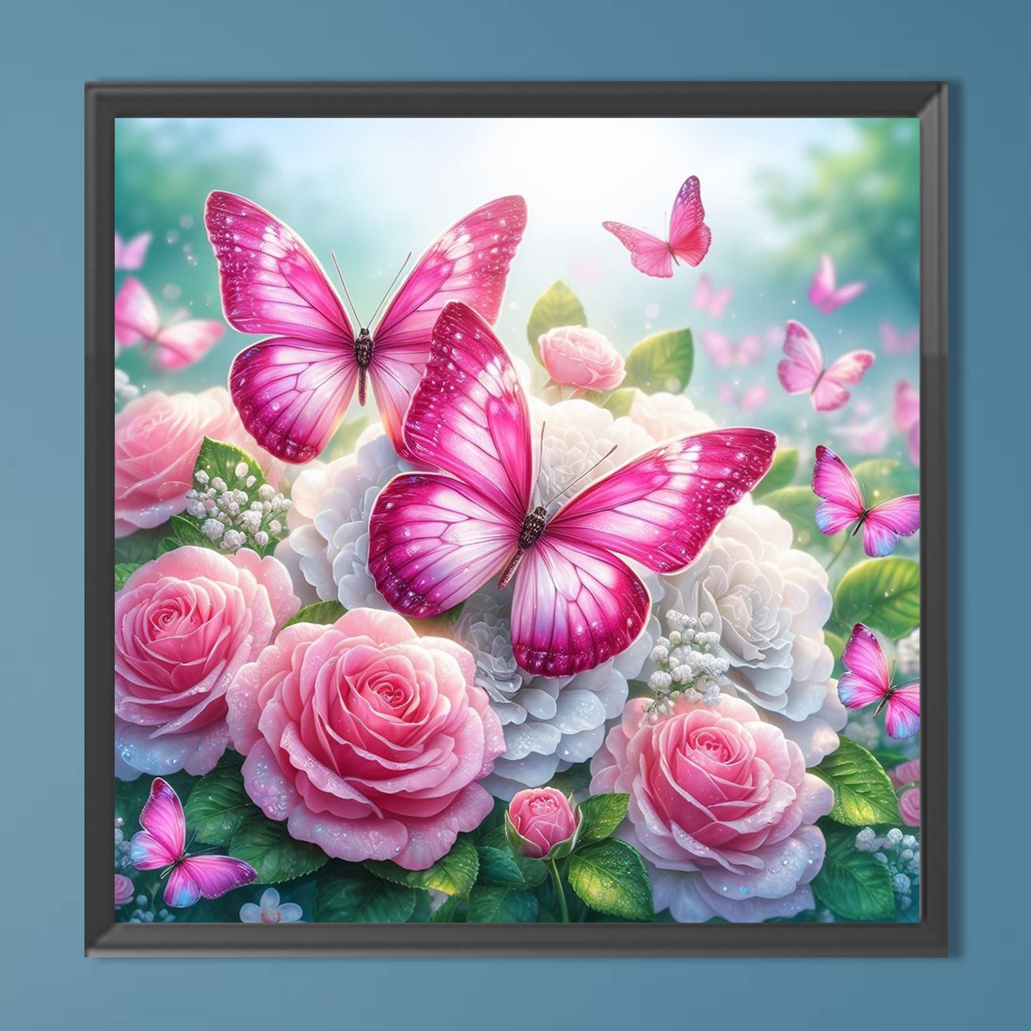 Butterfly And Flowers - Full Round Drill Diamond Painting 30*30CM