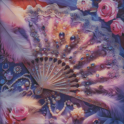 Rainbow-Hued Purple Feather Fan - 14CT Stamped Cross Stitch 120*120CM (Egyptian cotton)(Fairy Brand)