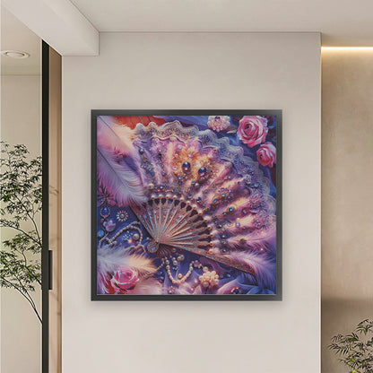 Rainbow-Hued Purple Feather Fan - 14CT Stamped Cross Stitch 120*120CM (Egyptian cotton)(Fairy Brand)