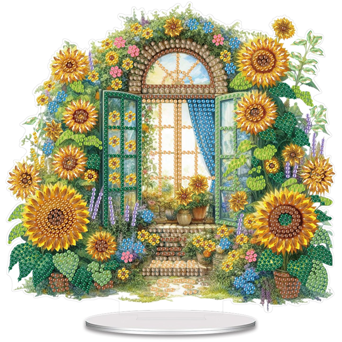 2D Flat Sunflower DIY Acrylic Table Top Diamond Painting Ornament Kits for Adult