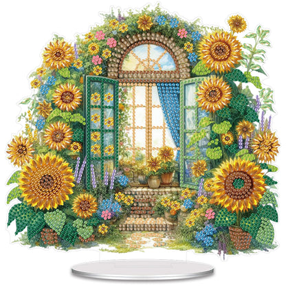 2D Flat Sunflower DIY Acrylic Table Top Diamond Painting Ornament Kits for Adult