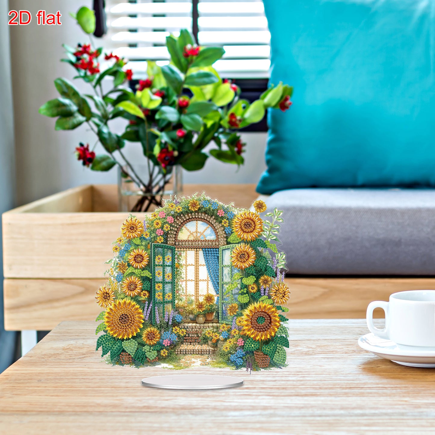 2D Flat Sunflower DIY Acrylic Table Top Diamond Painting Ornament Kits for Adult