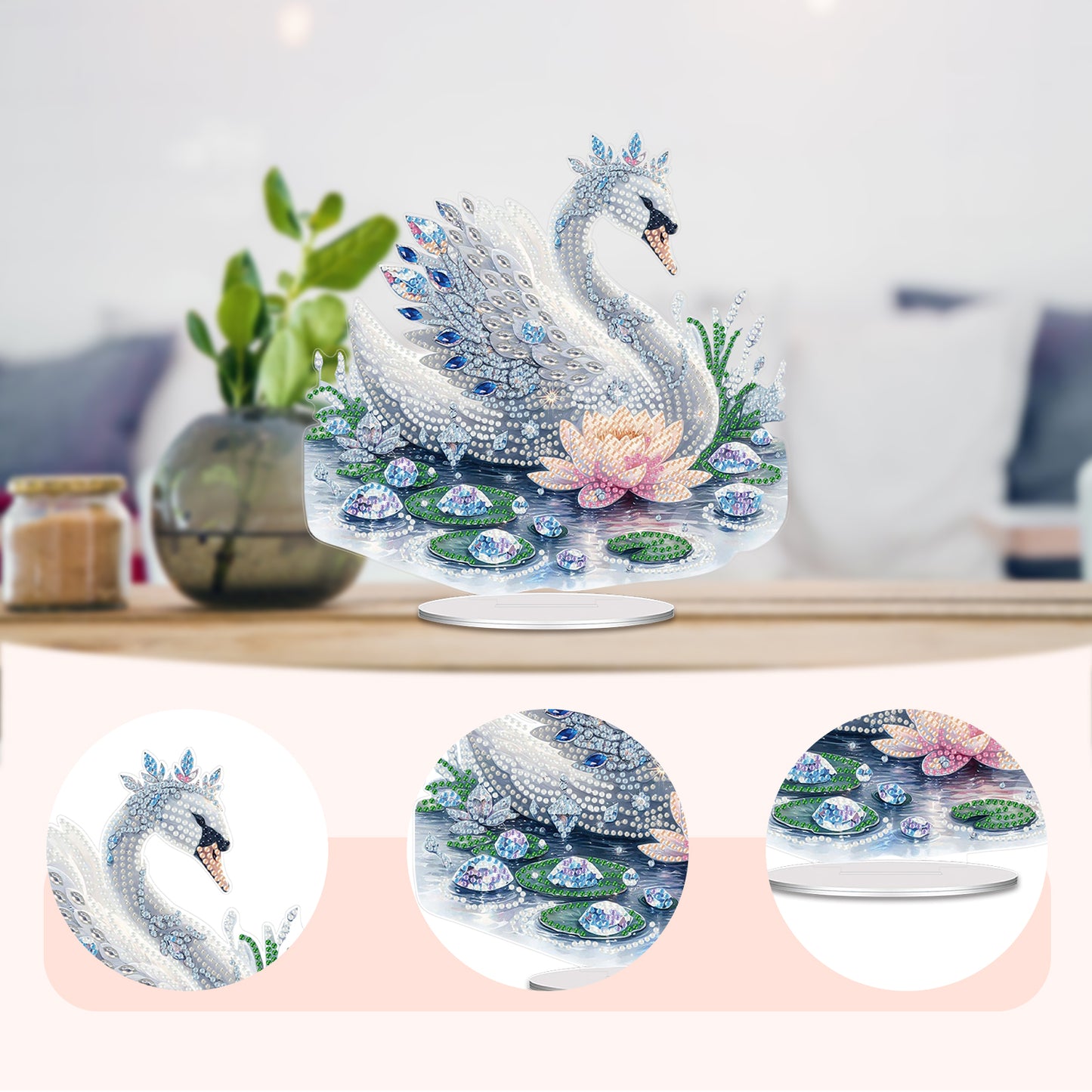 2D Flat Swan DIY Acrylic Table Top Diamond Painting Ornament Kits for Adults