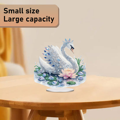 2D Flat Swan DIY Acrylic Table Top Diamond Painting Ornament Kits for Adults