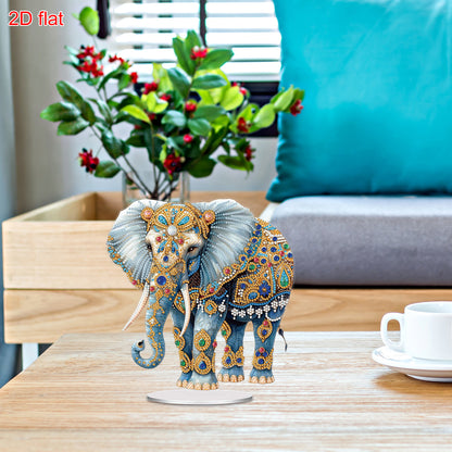 2D Flat Elephant DIY Acrylic Table Top Diamond Painting Ornament Kits for Adults