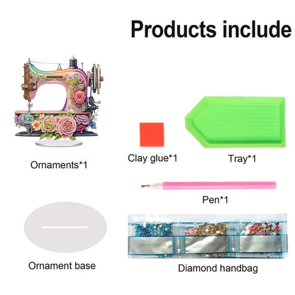 2D Flat Sewing Machine DIY Acrylic Table Top Diamond Painting Ornament Kits