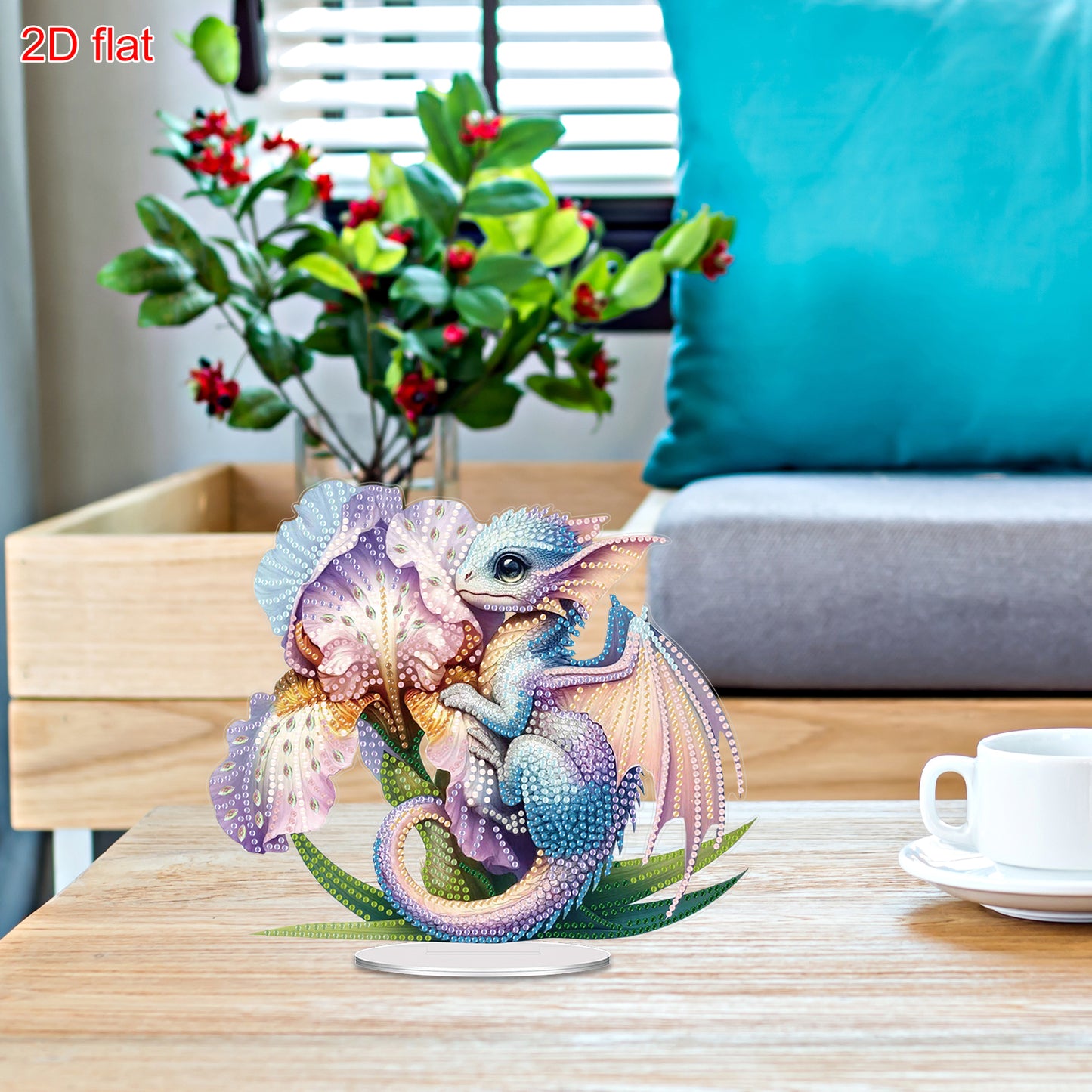 2D Flat Dinosaur DIY Acrylic Table Top Diamond Painting Ornament Kits for Adults