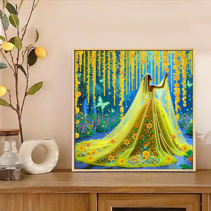 Yellow Dress Beauty - Special Shaped Drill Diamond Painting 30*30CM