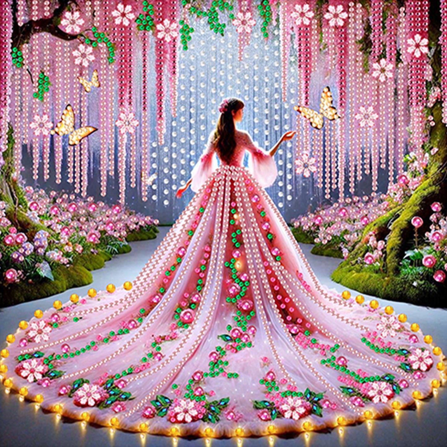 Pink Dress Beauty - Special Shaped Drill Diamond Painting 30*30CM