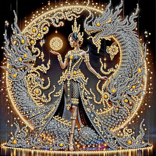 Dragon Beauty - Special Shaped Drill Diamond Painting 30*30CM