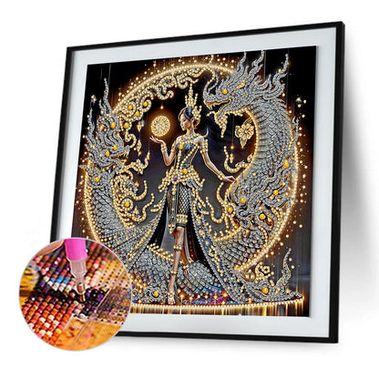 Dragon Beauty - Special Shaped Drill Diamond Painting 30*30CM