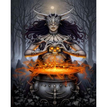 Dark Witch - Partial AB Round Drill Diamond Painting 40*50CM