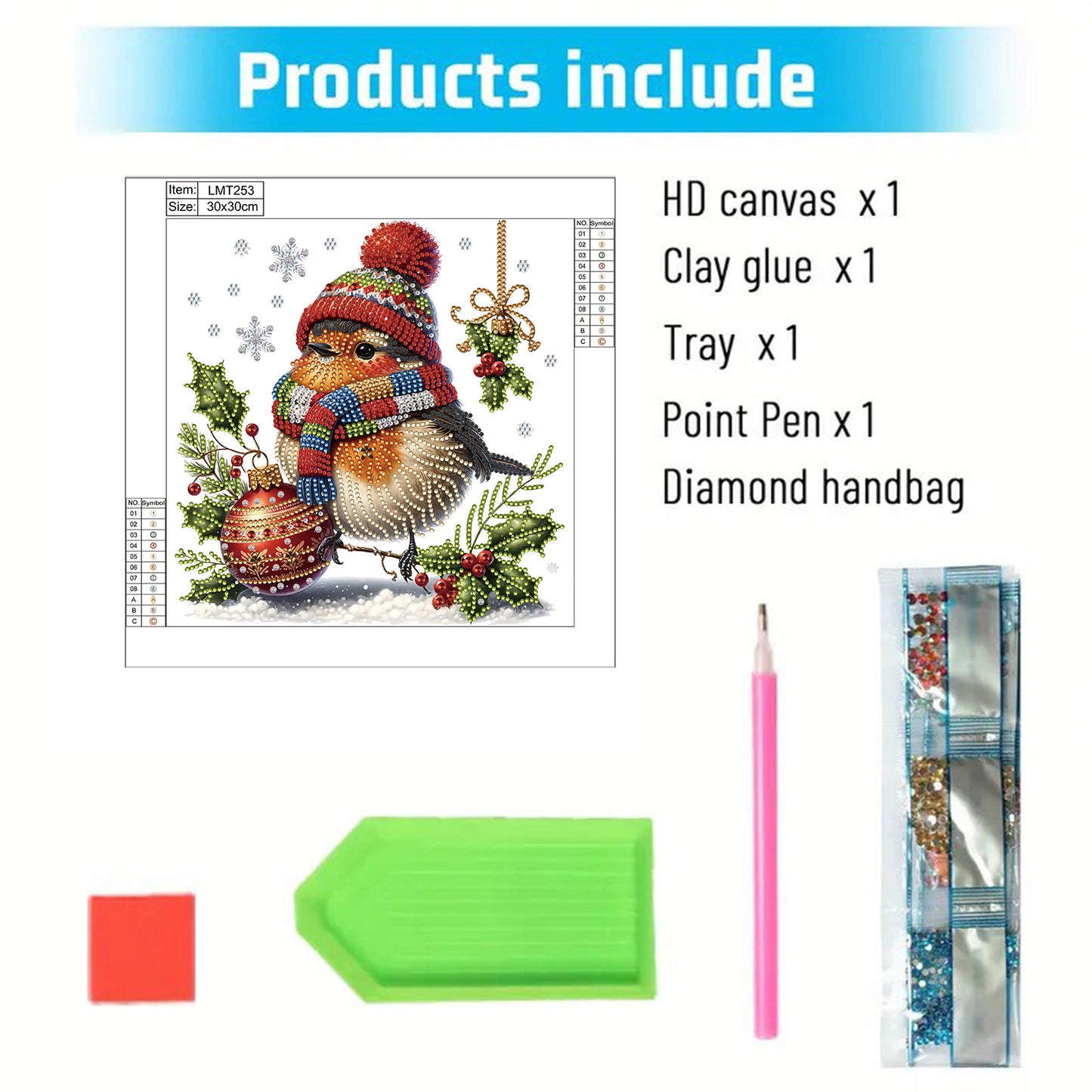 Christmas Bird - Special Shaped Drill Diamond Painting 30*30CM