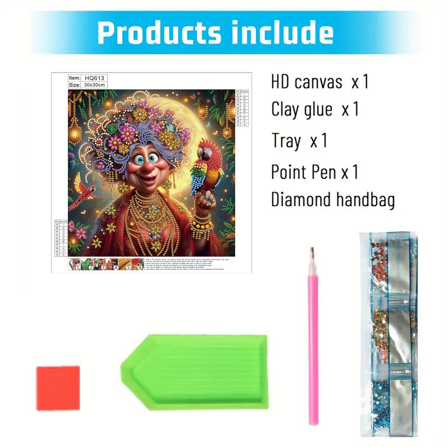 Cute Old Lady - Special Shaped Drill Diamond Painting 30*30CM