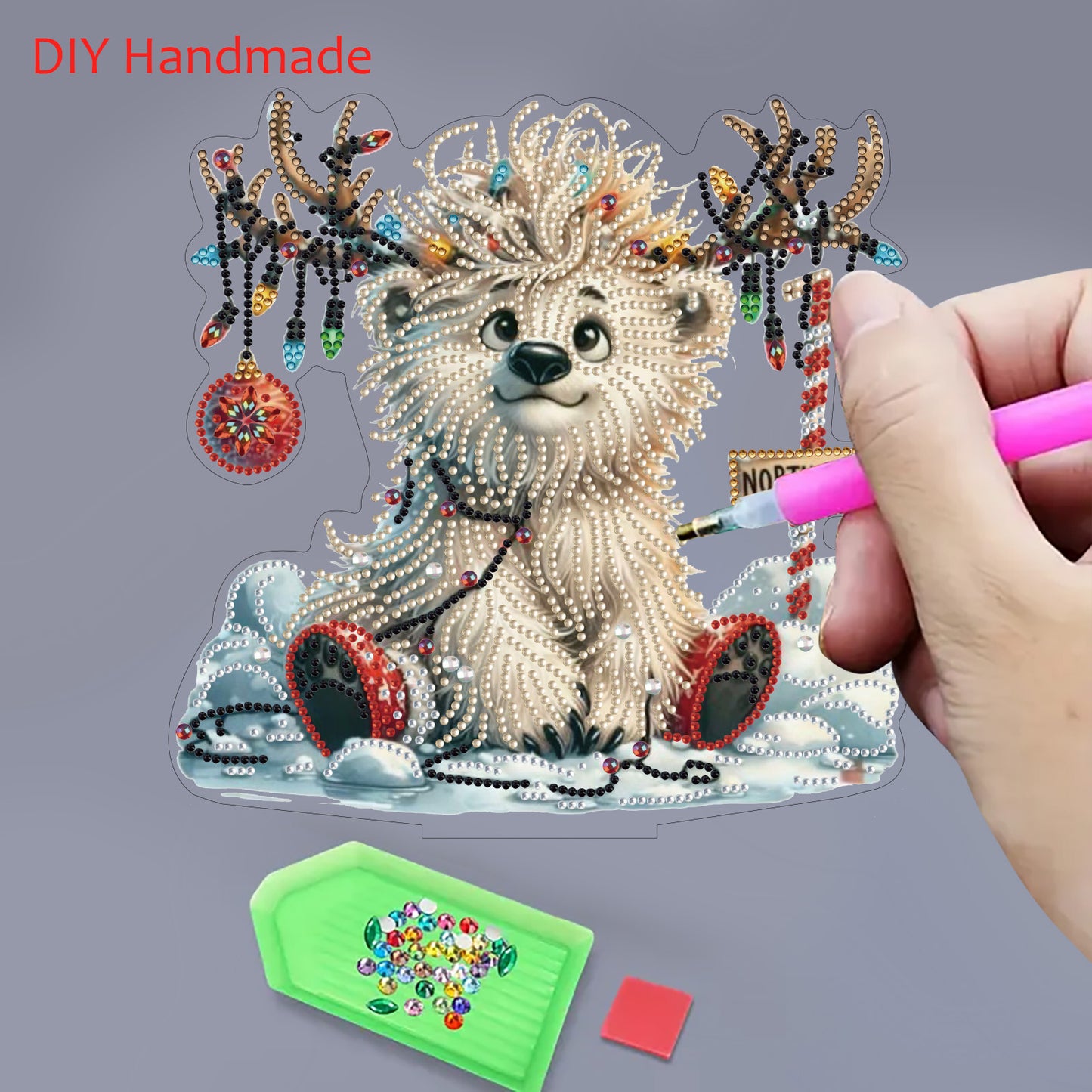 DIY Diamond Painting Double Sided Ornaments Kit for All Ages (Antler Bear)