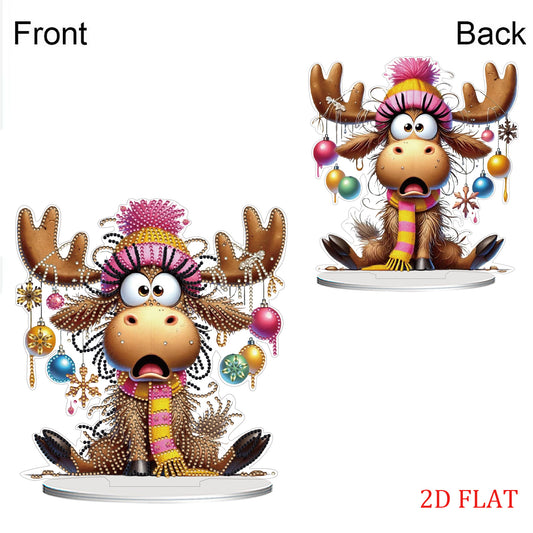 2D Flat Deer Horn Calf Print DIY Double-Sided Desktop Diamond Art Kits for Home