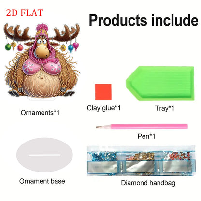 DIY Diamond Painting Double Sided Ornaments Kit for All Ages (Deer Horn Calf )