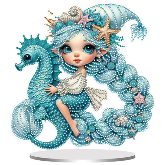 DIY Diamond Painting Double Sided Ornaments Kit for All Ages (Seahorse Girl)