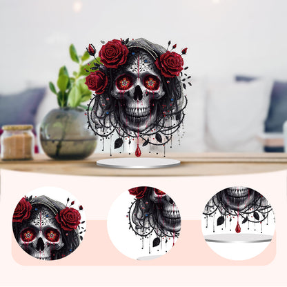 DIY Diamond Painting Double Sided Ornaments Kit for All Ages (Dark Skull)