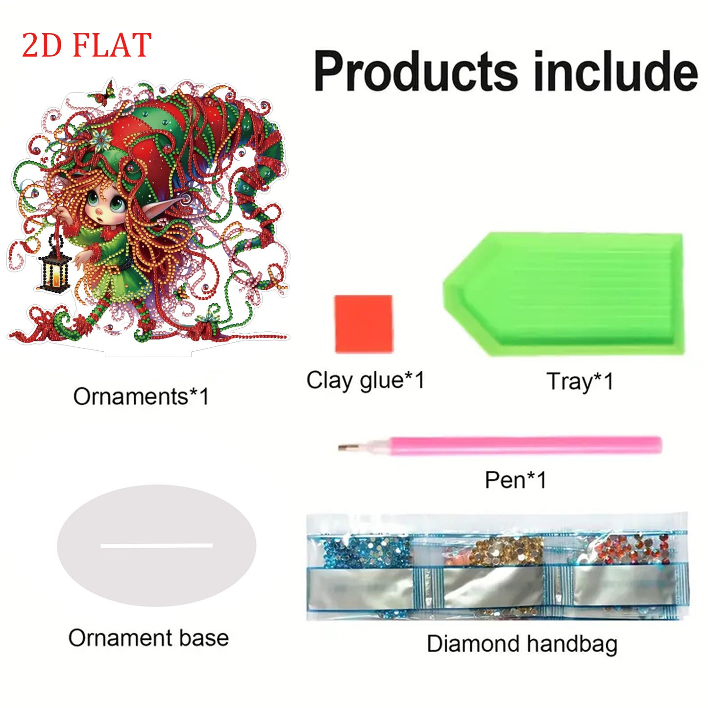 DIY Diamond Painting Double Sided Ornaments Kit for All Ages (Gnome Girl)