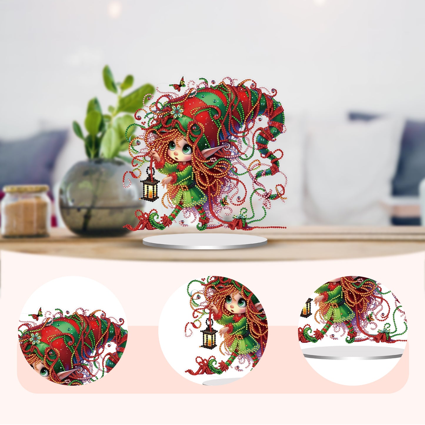 DIY Diamond Painting Double Sided Ornaments Kit for All Ages (Gnome Girl)