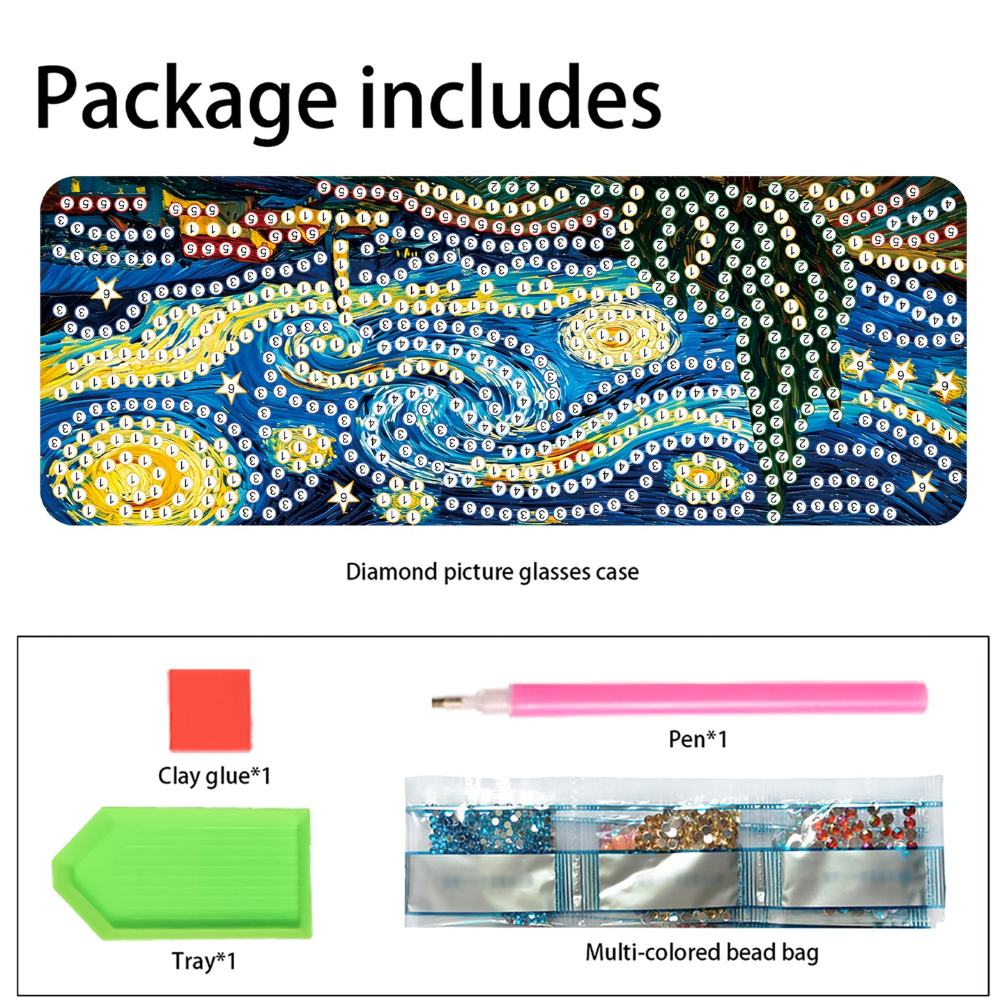 PU Handmade Sunglasses Storage Box Art Crafts for Glasses Storage (Starry Night)