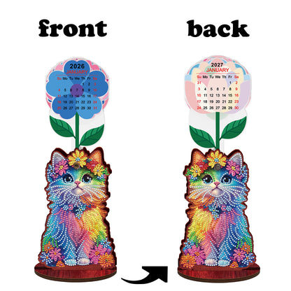 2026 Calendar DIY Diamond Painting Kit Cat Wooden Diamond Painting Calendar
