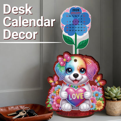 2026 Calendar DIY Diamond Painting Kit Dog Wooden Diamond Painting Calendar