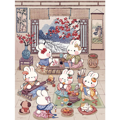 Winter Elegance Rabbit - 11CT Stamped Cross Stitch 55*70CM (Mona Lisa Brand)