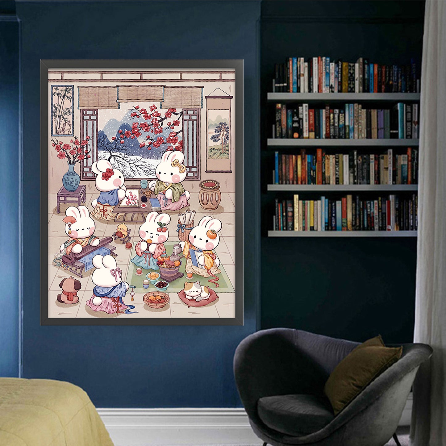 Winter Elegance Rabbit - 11CT Stamped Cross Stitch 55*70CM (Mona Lisa Brand)
